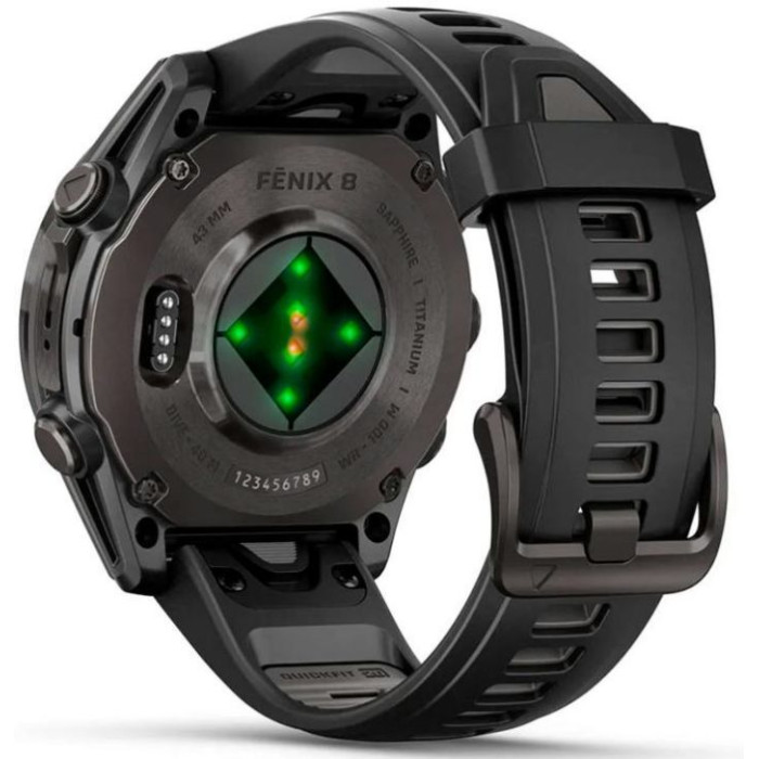 Garmin Fenix 8 43mm AMOLED Sapphire Carbon Gray DLC Tit. w. Black/Pebble Gray S. Band (010-02903-20/21)