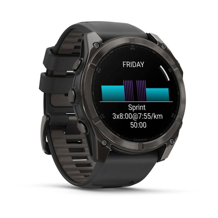 Спортивний годинник Garmin Fenix 8 51mm AMOLED Sapphire Carbon Gray DLC Titanium w. Black/Pebble Gray S. Band (010-02905-20/21)