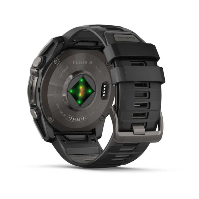Спортивний годинник Garmin Fenix 8 51mm AMOLED Sapphire Carbon Gray DLC Titanium w. Black/Pebble Gray S. Band (010-02905-20/21)